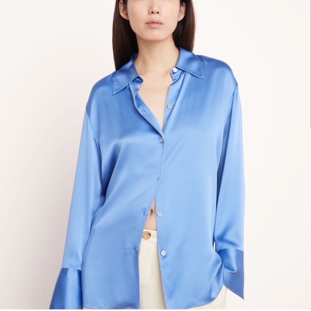 Vince Silk Button Down Blouse
